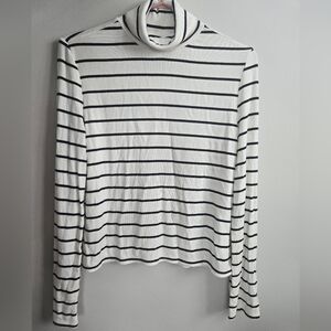 Maison d'Amélie Striped Turtleneck Long Sleeve Top